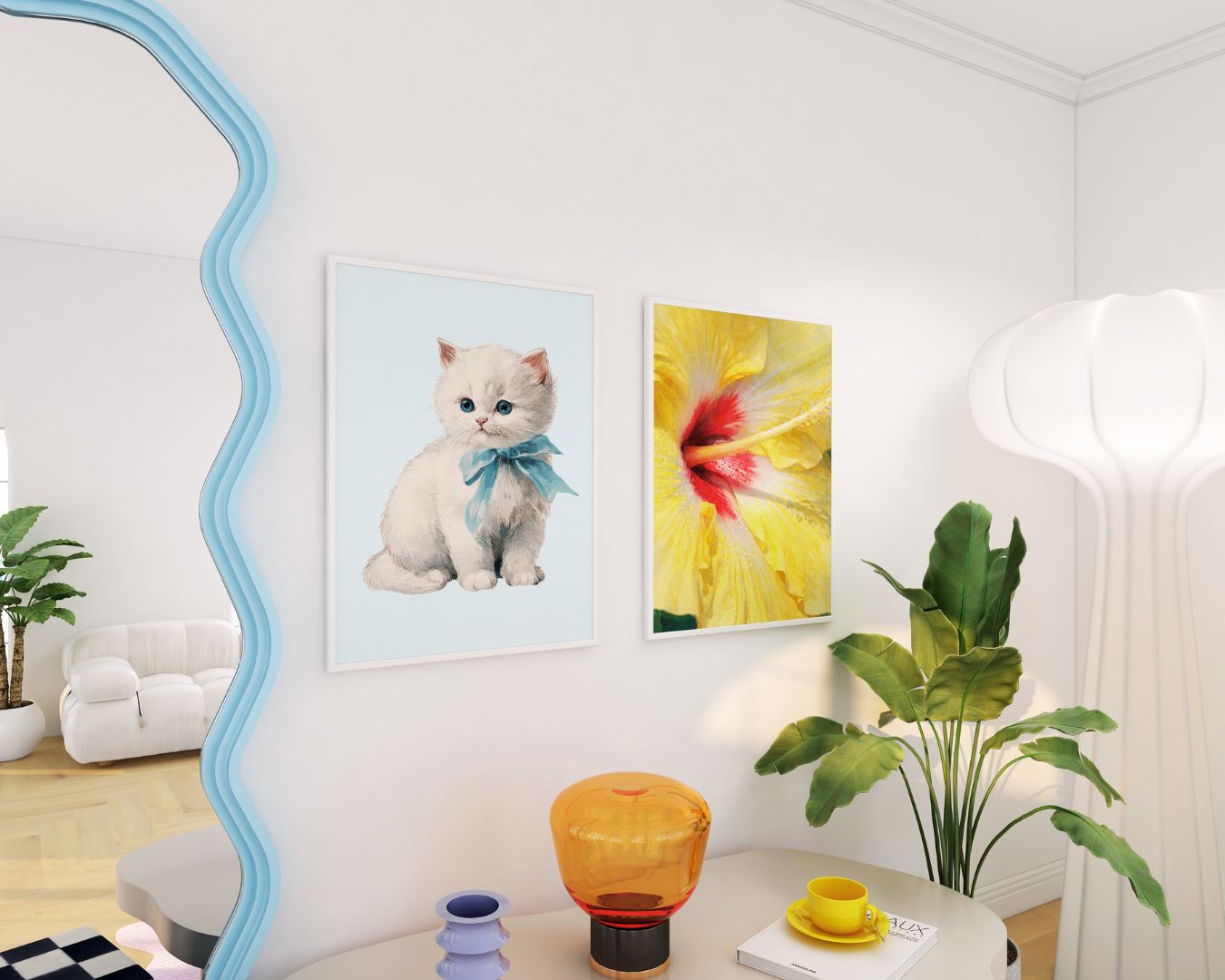 COQUETTE KITTY in blue art print