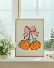 PUMPKING WITH A PINK BOW art print