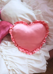 LIGHT PINK SATIN HEART PILLOW