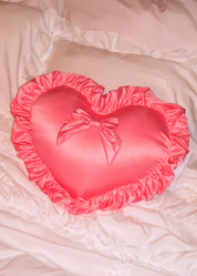 PINK HEART PILLOW WITH A BOW