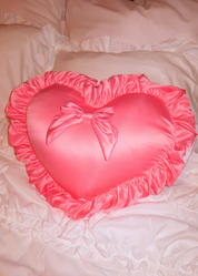 PINK HEART PILLOW WITH A BOW