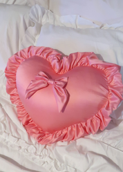 PINK HEART PILLOW WITH A BOW