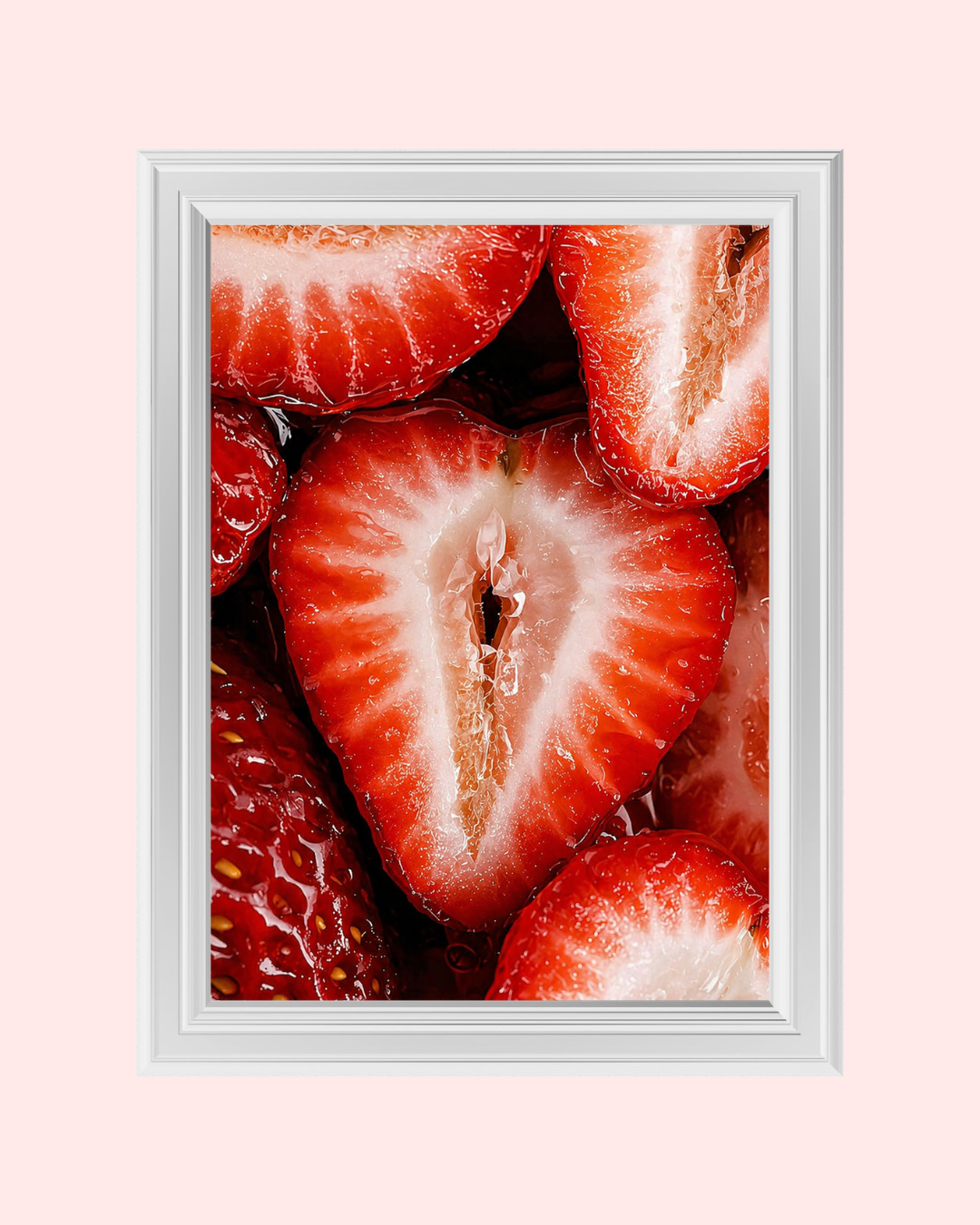 STRAWBERRIES MACRO art print