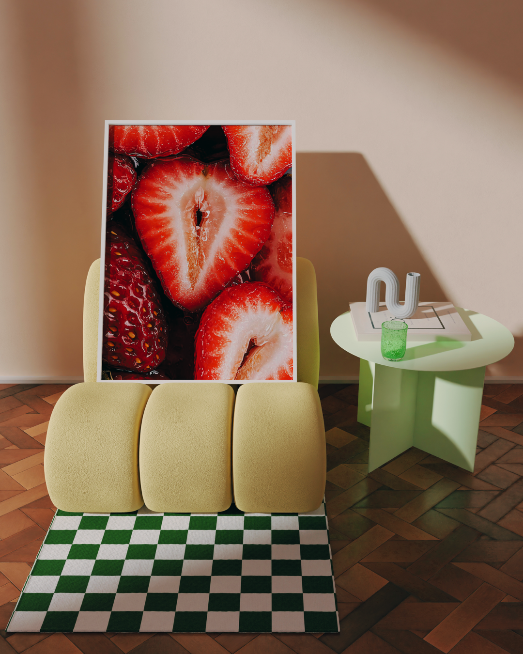 STRAWBERRIES MACRO art print